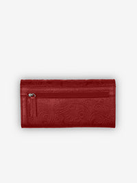 ROGNER Große Damenbörse mit 18 Kartenfächern - Flower Print – Rot