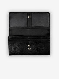 ROGNER Große Damenbörse mit 18 Kartenfächern - Flower Print – Schwarz