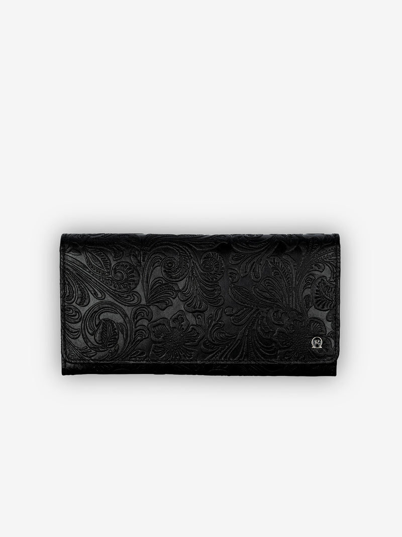 ROGNER Große Damenbörse mit 18 Kartenfächern - Flower Print – Schwarz