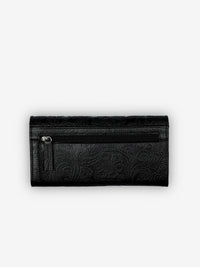 ROGNER Große Damenbörse mit 18 Kartenfächern - Flower Print – Schwarz
