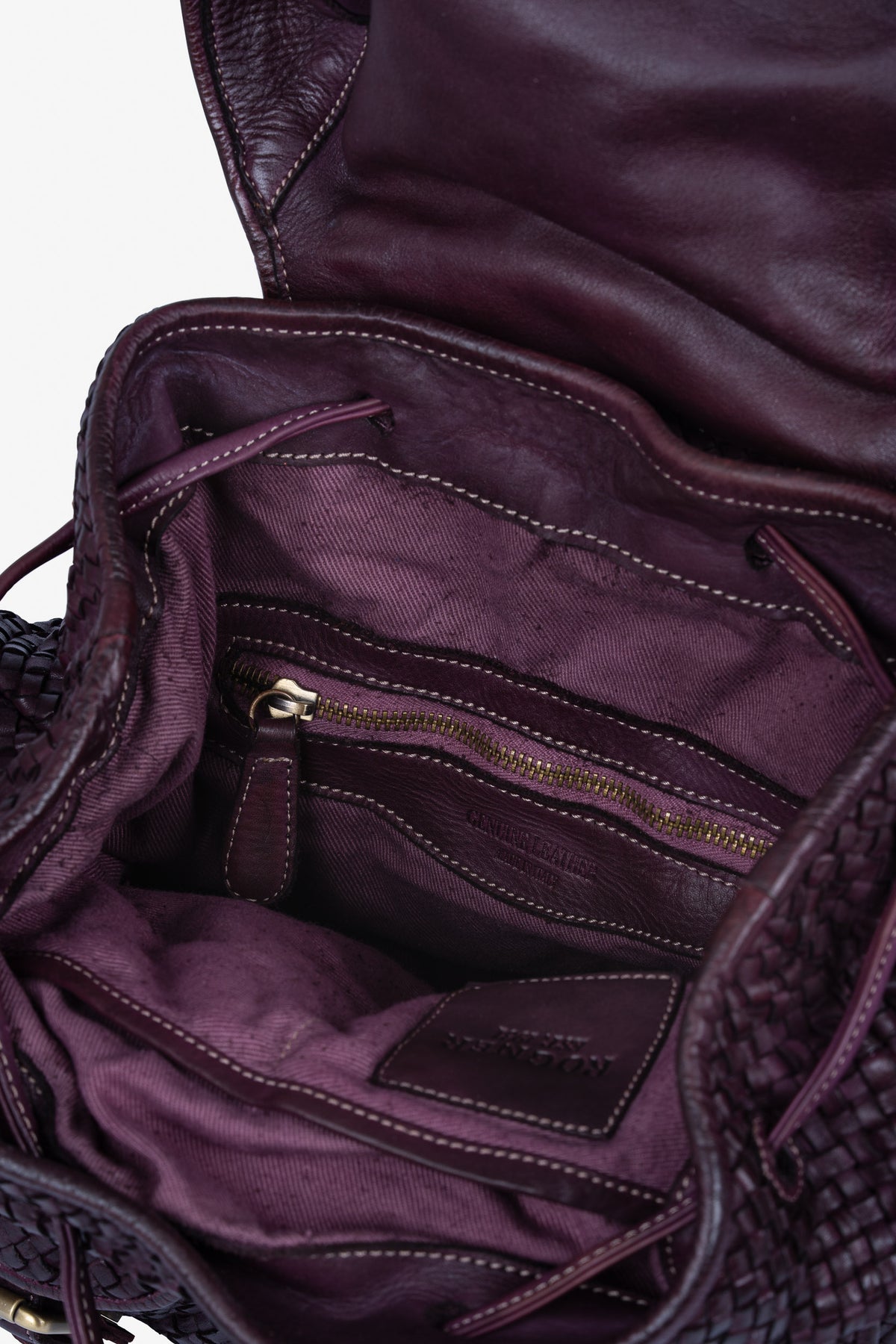 ROGNER "La Sofia" – Eleganter Flechtleder-Rucksack – Bordeaux