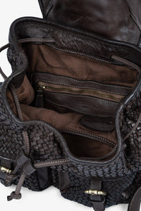 ROGNER "La Sofia" – Eleganter Flechtleder-Rucksack – Dunkelbraun
