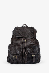 ROGNER "La Sofia" – Eleganter Flechtleder-Rucksack – Dunkelbraun