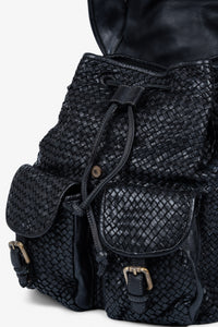 ROGNER "La Sofia" – Eleganter Flechtleder-Rucksack – Schwarz