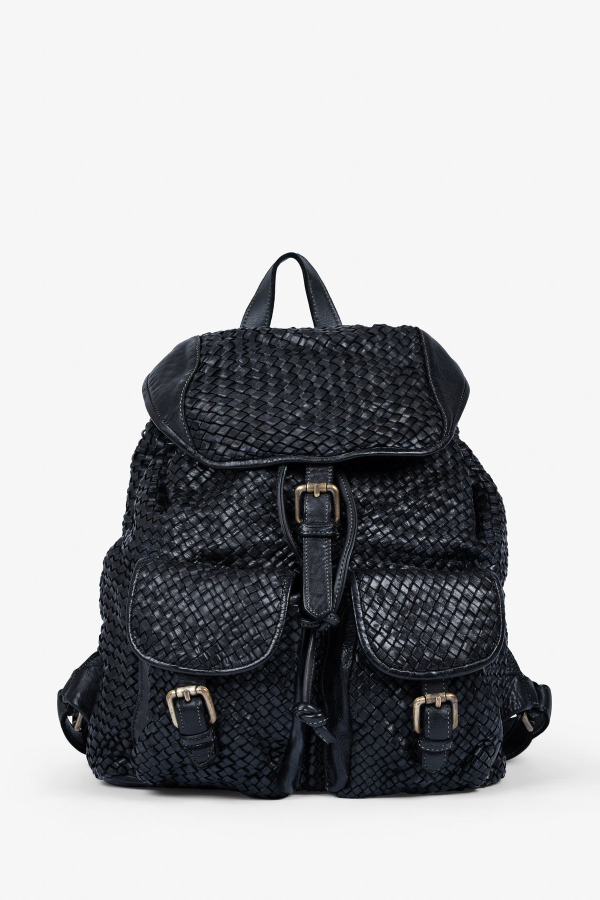 ROGNER "La Sofia" – Eleganter Flechtleder-Rucksack – Schwarz