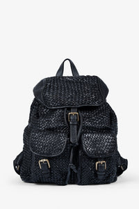 ROGNER "La Sofia" – Eleganter Flechtleder-Rucksack – Schwarz