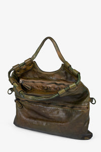 „La Sofia“ – Premium Ledertasche| Faltbare Shopper- & Schultertasche – Grün