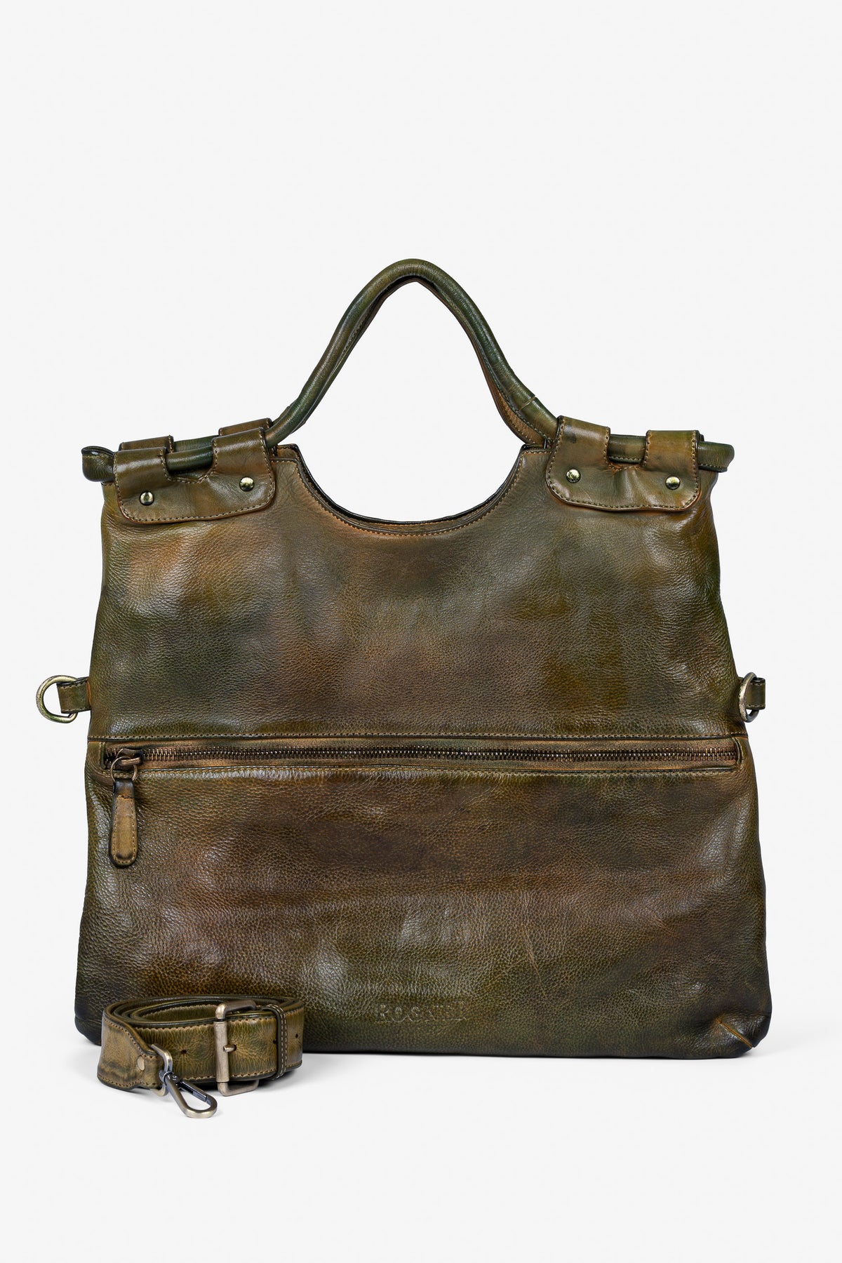 „La Sofia“ – Premium Ledertasche| Faltbare Shopper- & Schultertasche – Grün