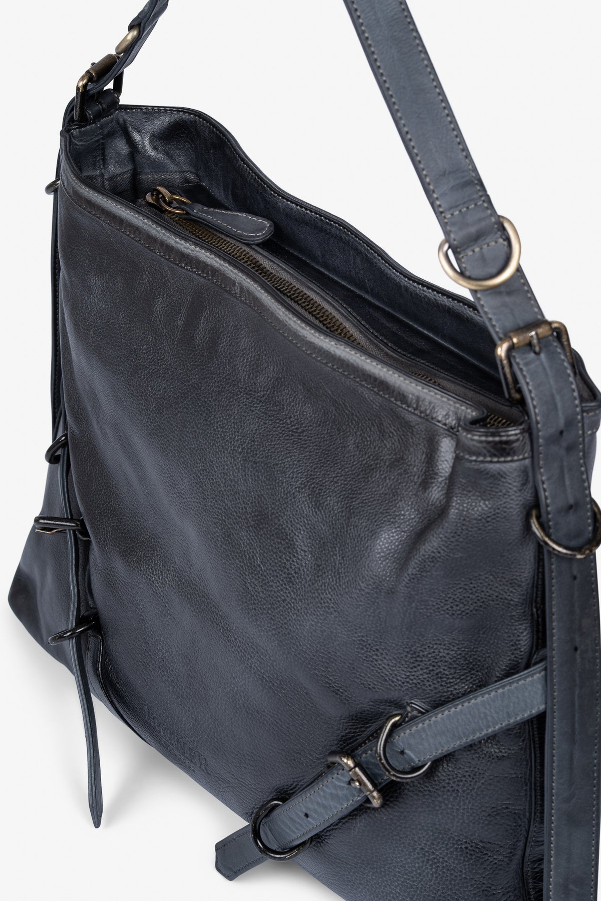 ROGNER “La Sofia” – Elegante Schultertasche aus Kalbsleder – Anthrazit