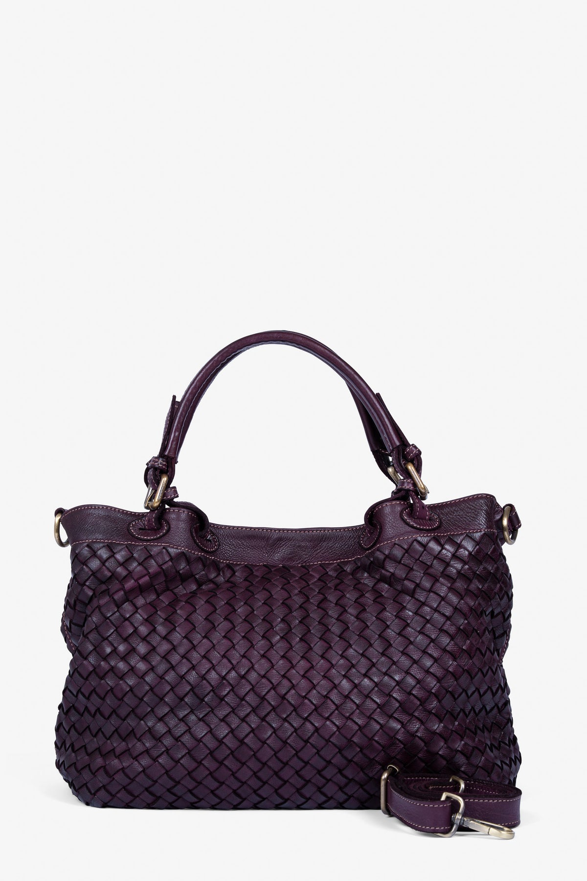 Rogner La Sofia Handgeflochtene Ledertasche aus italienischem Leder – Bordeaux