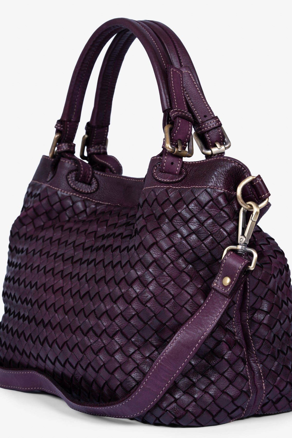 Rogner La Sofia Handgeflochtene Ledertasche aus italienischem Leder – Bordeaux