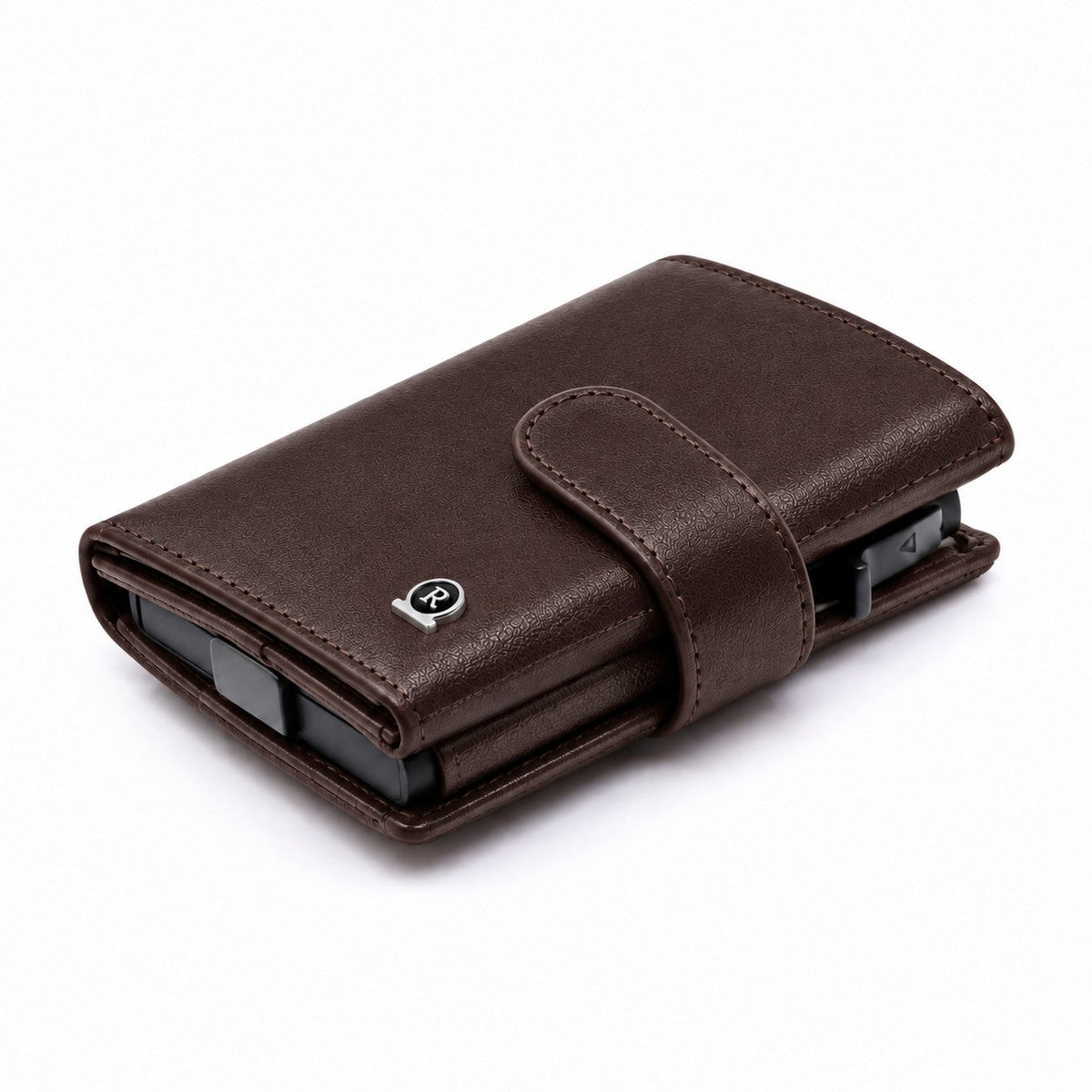 ROGNER ClickWallet in Dunkelbraun – Klickmechanik