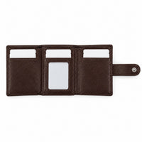ROGNER ClickWallet in Dunkelbraun Saffiano – aufgeklappt