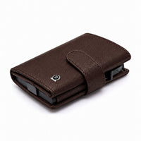 ROGNER ClickWallet in Dunkelbraun Saffiano – Klickmechanik