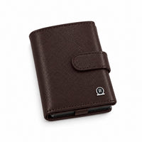 ROGNER ClickWallet in Dunkelbraun Saffiano – schräg von vorne