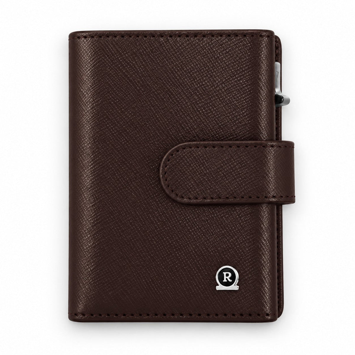 ROGNER ClickWallet in Dunkelbraun Saffiano – von vorne