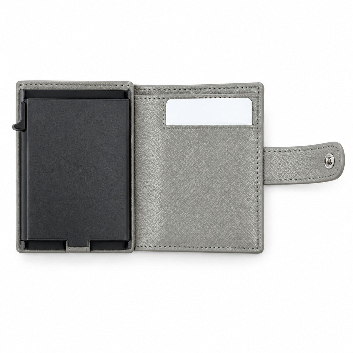 ROGNER ClickWallet in Grau Saffiano – Innenansicht mit Kartenfächern