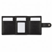ROGNER ClickWallet in Schwarz Saffiano – aufgeklappt