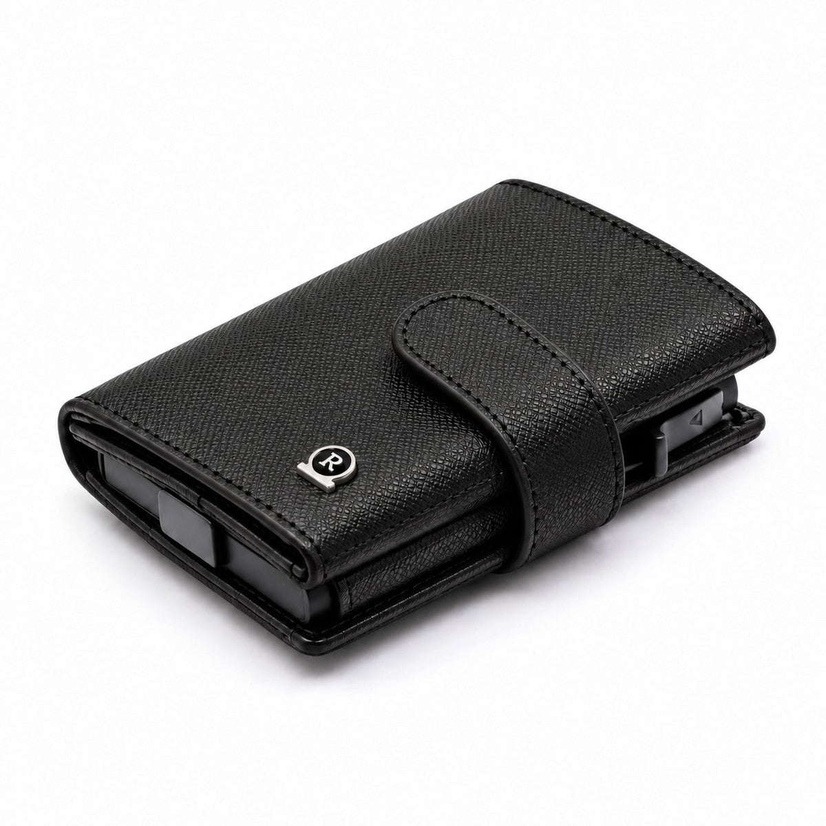 ROGNER ClickWallet in Schwarz Saffiano – Klickmechanik